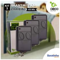 Kit 3 Controle Remoto Mini Transmissor 2 Canais 433mhz