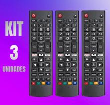 Kit 3 Controles Remotos Compatível com TV LG Smart LED LCD 4K