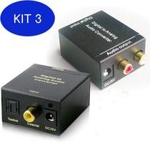 Kit 3 Conversor Óptico Coaxial Digital Para Som Analógico