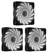 Kit 3 Cooler Fan 120mm 12cm 15 Leds Vermelho Azul Verde Branco Rosa