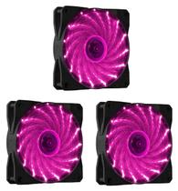 Kit 3 Cooler Fan 120mm 12cm 15 Leds Vermelho Azul Verde Branco Rosa