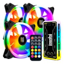 Kit 3 Cooler Fan 120mm Rgb Gabinete Controlador Hub Controle Preto