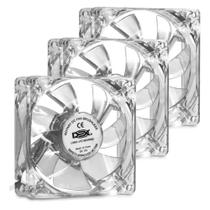 Kit 3 Cooler Fan 80mm 8cm Gabinete com Iluminação LED RGB 12v 2 Conectores - DEX