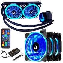 Kit 3 Cooler Fan LED RGB 120mm Controladora Controle Remoto + Water Cooler 240mm Rise Mode Original Completo Pc Gamer