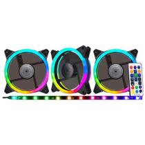 Kit 3 Cooler Fan Pc Gamer K-mex RGB 1200 Rpm Com Controle