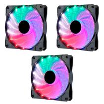 Kit 3 Cooler Fan Rgb Colorido 120mm Ventoinha Gamer Pc - Rise Mode