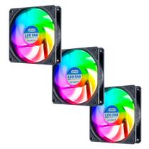 Kit 3 Cooler Fans Led Rgb Ventoinha 120mm Gabinete Pc Gamer
