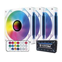 Kit 3 Cooler LED RGB White 120mm Espelho Infinity Controller com Controle Remoto Hayom