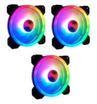 Kit 3 Cooler Rgb Fan 120mm 12cm Dupla Face Conector Controladora 6 Pinos