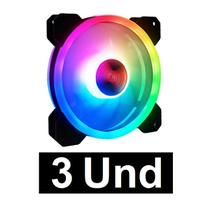 Kit 3 cooler rgb fan 120mm (12cm) dupla face para gabinete