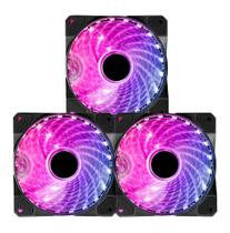 Kit 3 Cooler Rgb Led Fan 120mm 12cm Conector Para Controladora