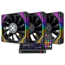 Kit 3 Coolers 120mm Fortrek Frosty - LED ARGB - com Controladora - Preto - 84966 Kit 3 Coolers 120mm Fortrek Frosty - LED ARGB - com Controladora - Preto - 84966