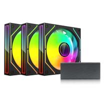 Kit 3 Coolers Fans Pc Gamer ARGB 120mm Hub Controladora Kit 3 Coolers Fans Pc Gamer ARGB 120mm Hub Controladora