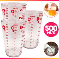 Kit 3 Copo Medidor Dosador Graduado Plástico 500 Ml Para Receitas