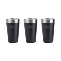 Kit 3 Copo Térmico Cerveja Stanley Inox s/ Tampa 473ml Preto