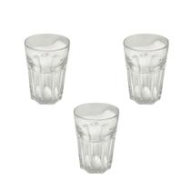 Kit 3 Copo Vidro 350ml água Suco Refrigerante Bebidas Shake Transparente Detalhado