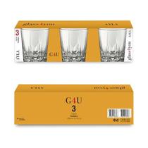 Kit 3 Copos Baixo Vidro Egipcio 300ml Whisky Drink Campari