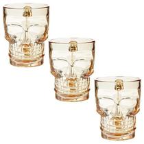 Kit 3 Copos Caneca Caveira Ambar Crânio Drink Chopp Vidro