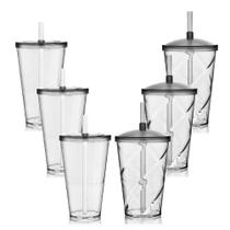 Kit 3 Copos Com Tampa 700Ml 3 Copos Com Tampa 550Ml Acrílico