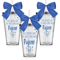 Kit 3 Copos Convite Com Laço Personalizados Pajem Kit 3 Copos Convite Com Laço Personalizados Pajem