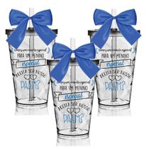 Kit 3 Copos Convite Twister Pajem Azul