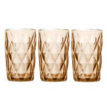 Kit 3 Copos De Vidro Diamond Collection 370ml Color Âmbar Kit 3 Copos De Vidro Diamond Collection 370ml Color Âmbar