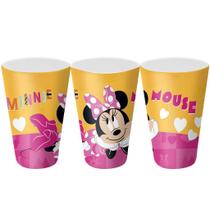 Kit 3 Copos Festa Infantil Melamina Rosa Minnie Disney 300ml - Tuut
