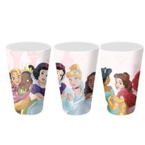 Kit 3 Copos Festa Infantil Melamina Rosa Princesas Disney 300ml - Tuut