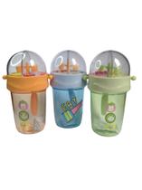 Kit 3 Copos Infantil 390ml com Tampa Alça de Punho e Brinquedo