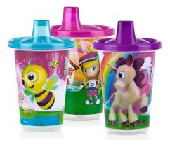 Kit 3 Copos Infantil Com Tampa E Bico 300ml Bebê Transição
