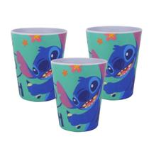 Kit 3 Copos Infantil Melamina Stitch Disney 300ml - Tuut