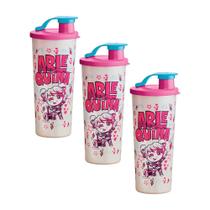 Kit 3 Copos Infantis Tupperware com Bico Kids Arlequina 470ml