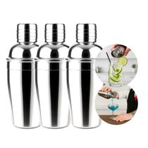 Kit 3 Coqueteleira Aço Inox 750ml Bar Man Profissional Inox Drink Caipirinha Prata Em Casa Tem