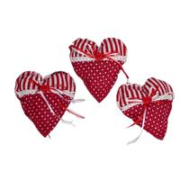 Kit 3 Corações Natalinos Enfeite Pendente para Árvore de Natal