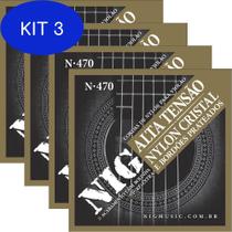 Kit 3 Corda Para Violão Nig Nylon Tensão Alta N-470