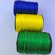 Kit 3 Cordão Cetim Seda Rabo Rato Rolo Com 10 Metros 2mm