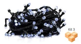 Kit 3 Cordão de Led Branco Frio 100 Lâmpadas Fixo Fio Verde Kit 3 Cordão de Led Branco Frio 100 Lâmpadas Fixo Fio Verde