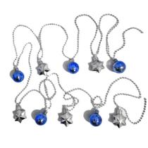 Kit 3 Cordões Azul Bolas Estrela 2,3m Pendente Enfeite Natal Kit 3 Cordões Azul Bolas Estrela 2,3m Pendente Enfeite Natal