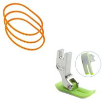 Kit 3 correias para Overlock + Calcador Teflon Deslizante para Tecidos Sintéticos