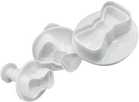Kit 3 Cortador 3D Ejetor de Biscoito Forma Bolacha Pasta Americana - Laços