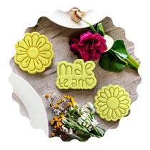 Kit 3 Cortador Biscoito Dia das Mães Te Amo Flores