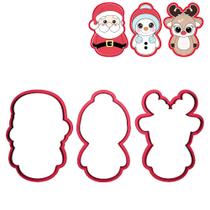 Kit 3 Cortadores Biscoito Papai Noel Boneco Neve Rena Kit 3 Cortadores Biscoito Papai Noel Boneco Neve Rena