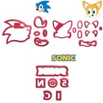 Kit 3 Cortadores Game Jogo Sonic Ouriço Raposa Tails Logo