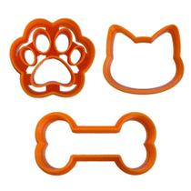 Kit 3 Cortadores Modeladores Cachorro Dog Gato Biscoito 10Cm