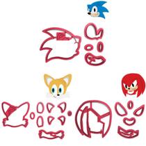 Kit 3 Cortadores Ouriço Sonic Raposa Tails Knuckles