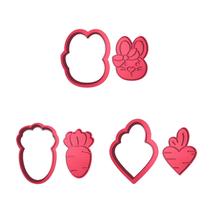 Kit 3 Cortadores Páscoa Coelhinha Laço Cenoura Coração