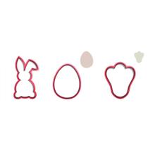 Kit 3 Cortadores Páscoa Coelho Orelha Pata Ovo Fácil