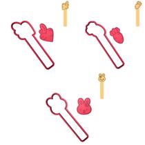 Kit 3 Cortadores Páscoa Stick Coelha Cenouras Coração Kit 3 Cortadores Páscoa Stick Coelha Cenouras Coração