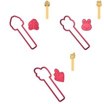 Kit 3 Cortadores Páscoa Stick Coelho Bumbum Coração Kit 3 Cortadores Páscoa Stick Coelho Bumbum Coração