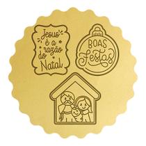 Kit 3 Cortadores Presépio Frase Jesus Boas Festas Kit 3 Cortadores Presépio Frase Jesus Boas Festas